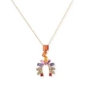 18KT ROSE GOLD PENDANT WITH MULTI COLORED SAPPHIRES