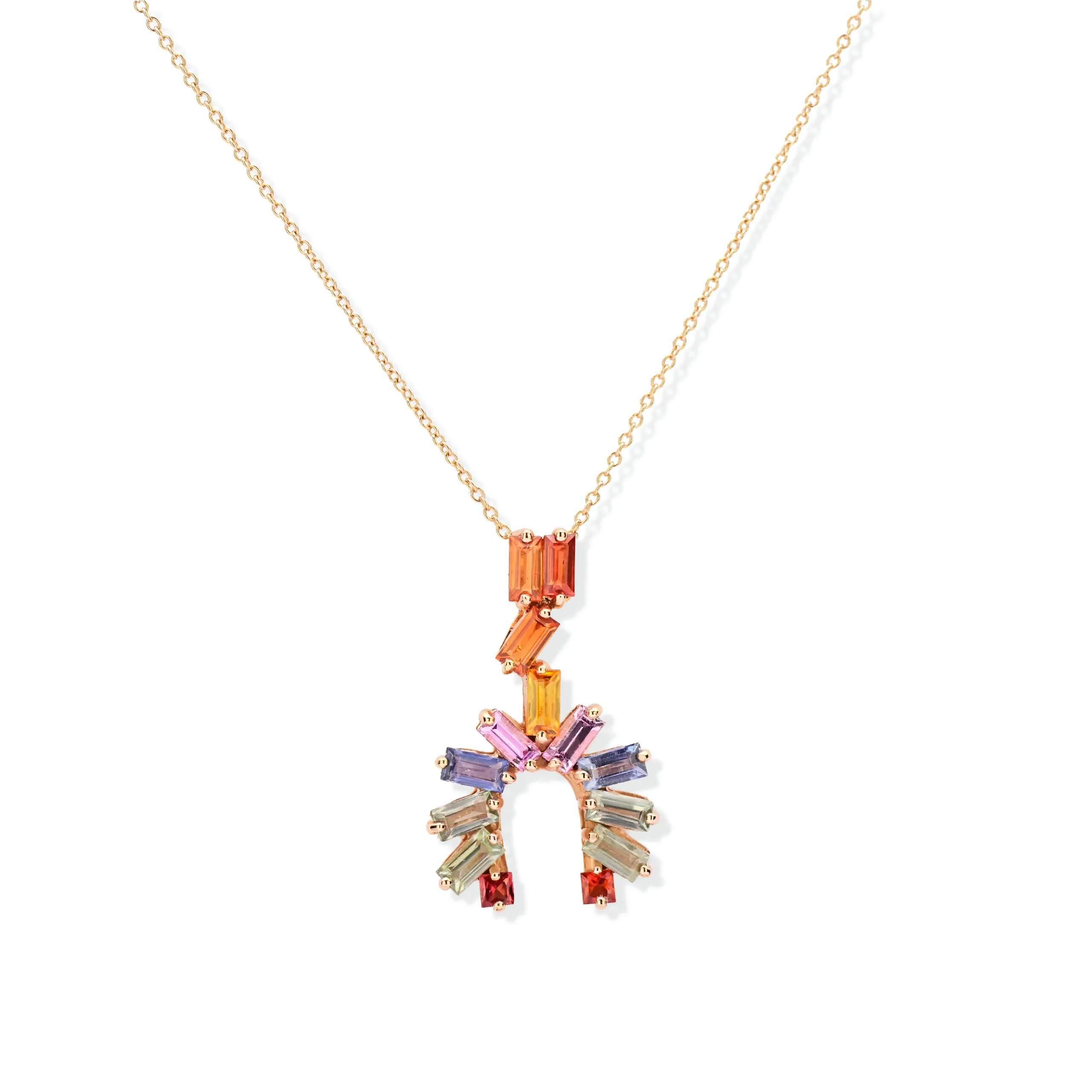 18KT ROSE GOLD PENDANT WITH MULTI COLORED SAPPHIRES