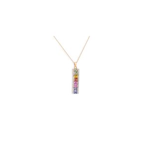 18KT ROSE GOLD PENDANT WITH MULTI COLORED SAPPHIRES AND DIAMONDS
