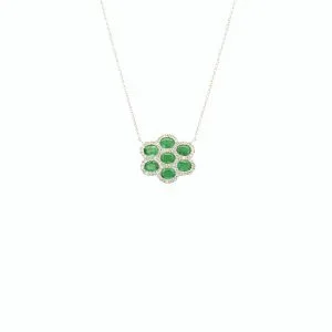 White Gold Necklace With Emerald and Diamonds