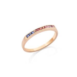 18kt Rose Gold Ring With Multi‑coloured Sapphires