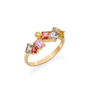 18kt Yellow Gold Ring With Multi‑coloured Sapphires