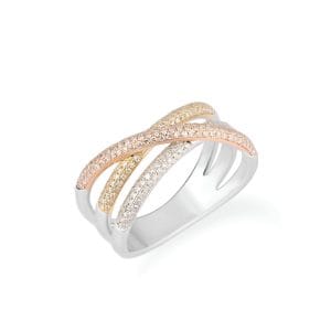 14kt Tri Color Gold Ring With Diamonds