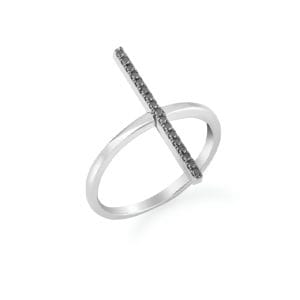 14kt White Gold Ring With Black Diamonds and White Diamonds