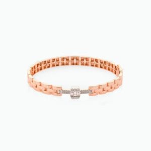 18kt Rose Gold Bangle With Diamonds