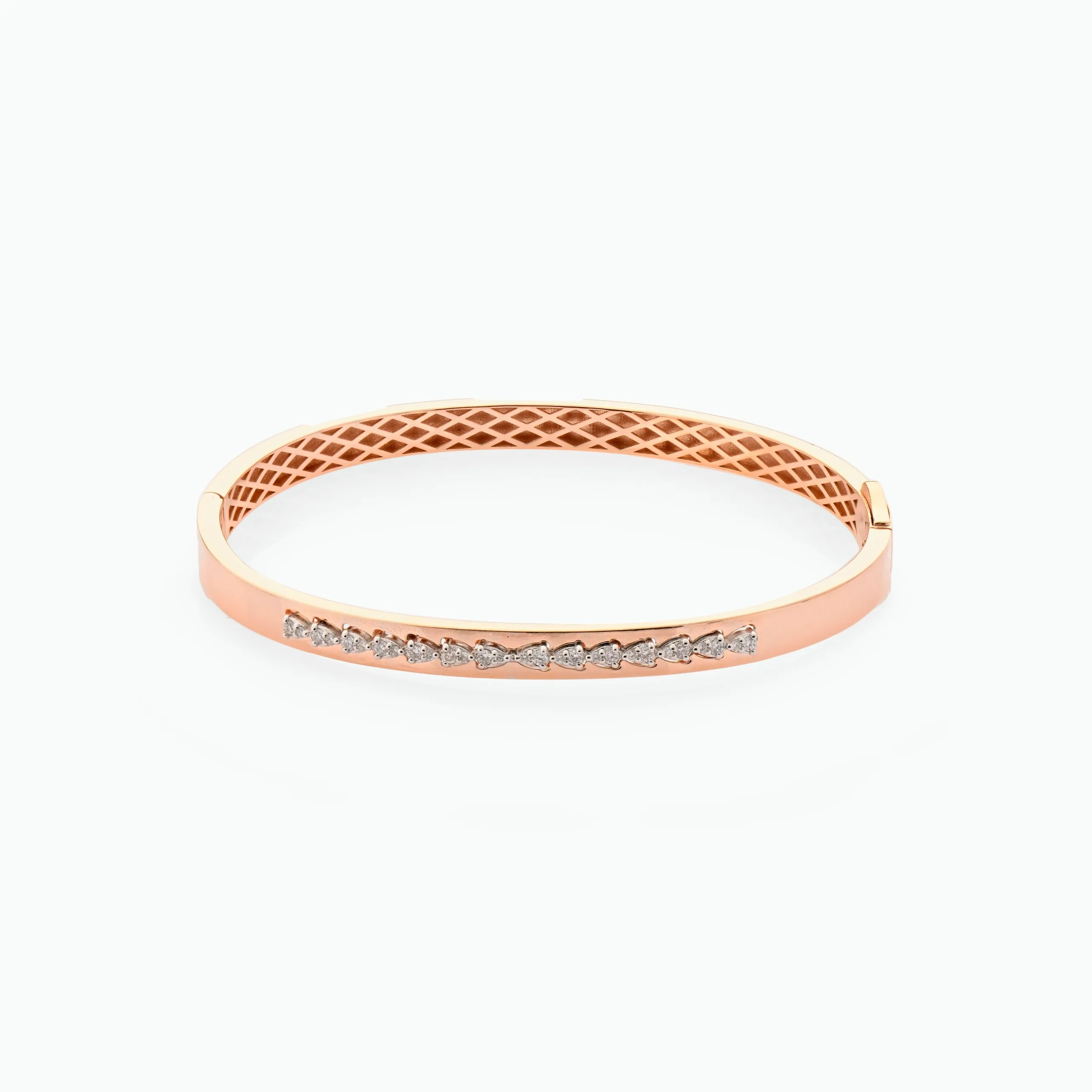 18kt Rose Gold Bangle With Diamonds