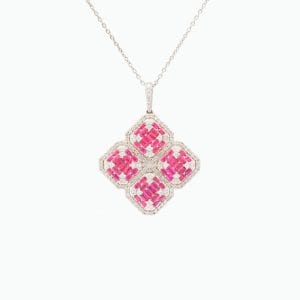 18kt White Gold Pendant With Ruby and Diamonds