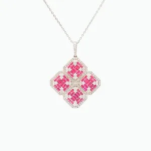 18kt White Gold Pendant With Ruby and Diamonds