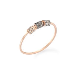 14kt Rose Gold Ring With Black Diamonds and White Diamonds