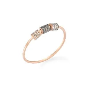 14kt Rose Gold Ring With Black Diamonds and White Diamonds
