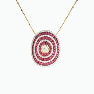 18KT Yellow Gold Pendant with Ruby and Diamonds