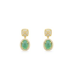 18KT Yellow Gold Earrings With Tourmaline And White Sapphires