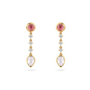 14KT Rose Gold Earrings With Tourmaline And White Sapphires