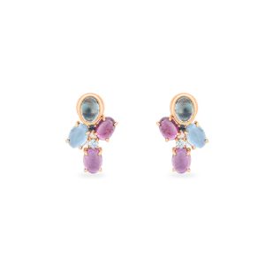 14KT Rose Gold Earrings With Tourmaline And White Sapphires