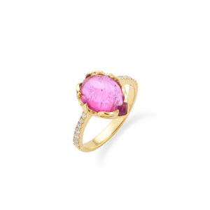 18KT Yellow Gold Ring With Tourmaline And White Sapphire