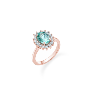 18KT Rose Gold Ring With Tourmaline And White Sapphire