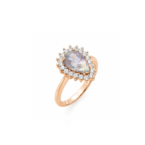 18KT Rose Gold Ring With Tourmaline And White Sapphire